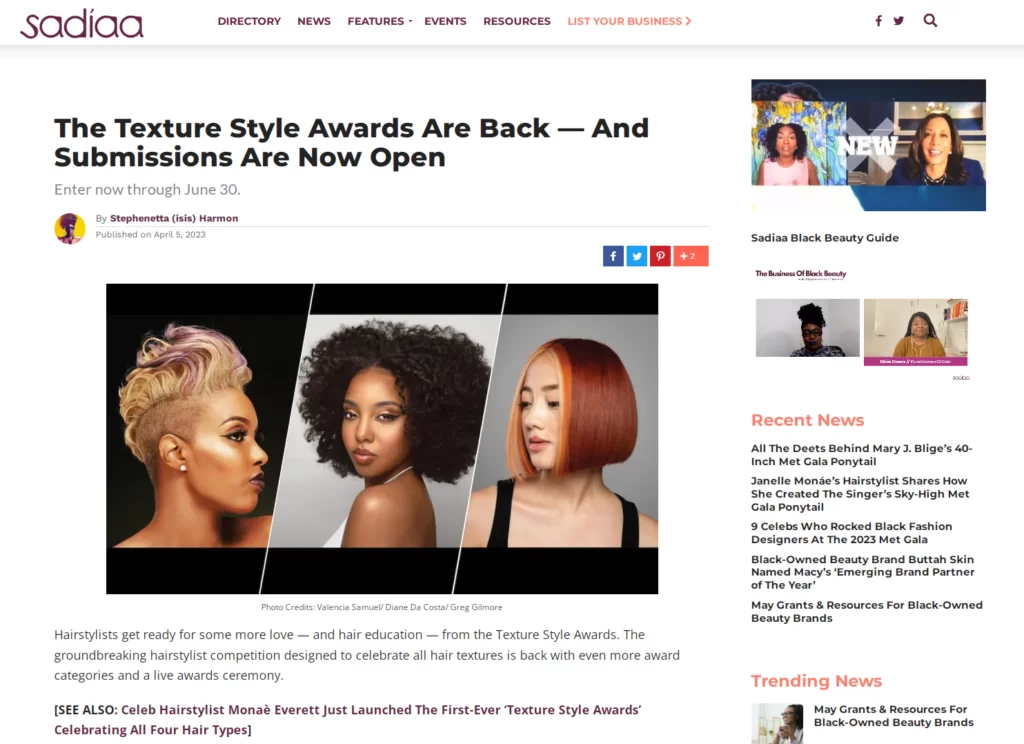 Texture Style Awards covered on Sadiaa